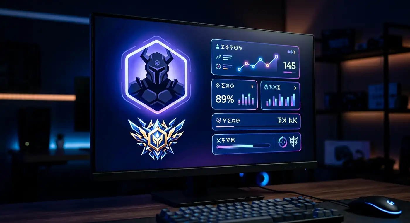 Fortnite Tracker live match overlay concept on a gaming PC